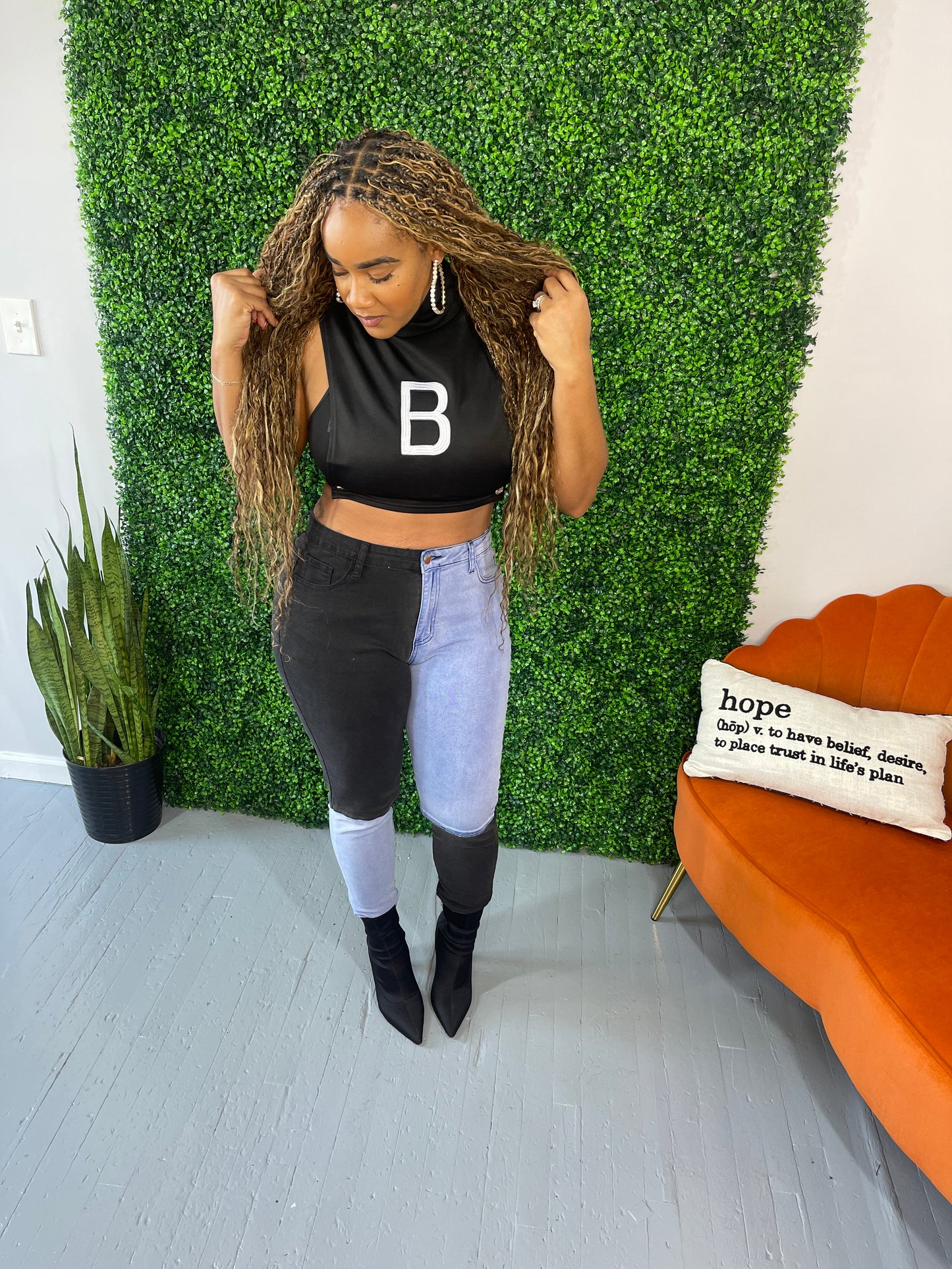 Come Correct Color Block Skinny Jeans