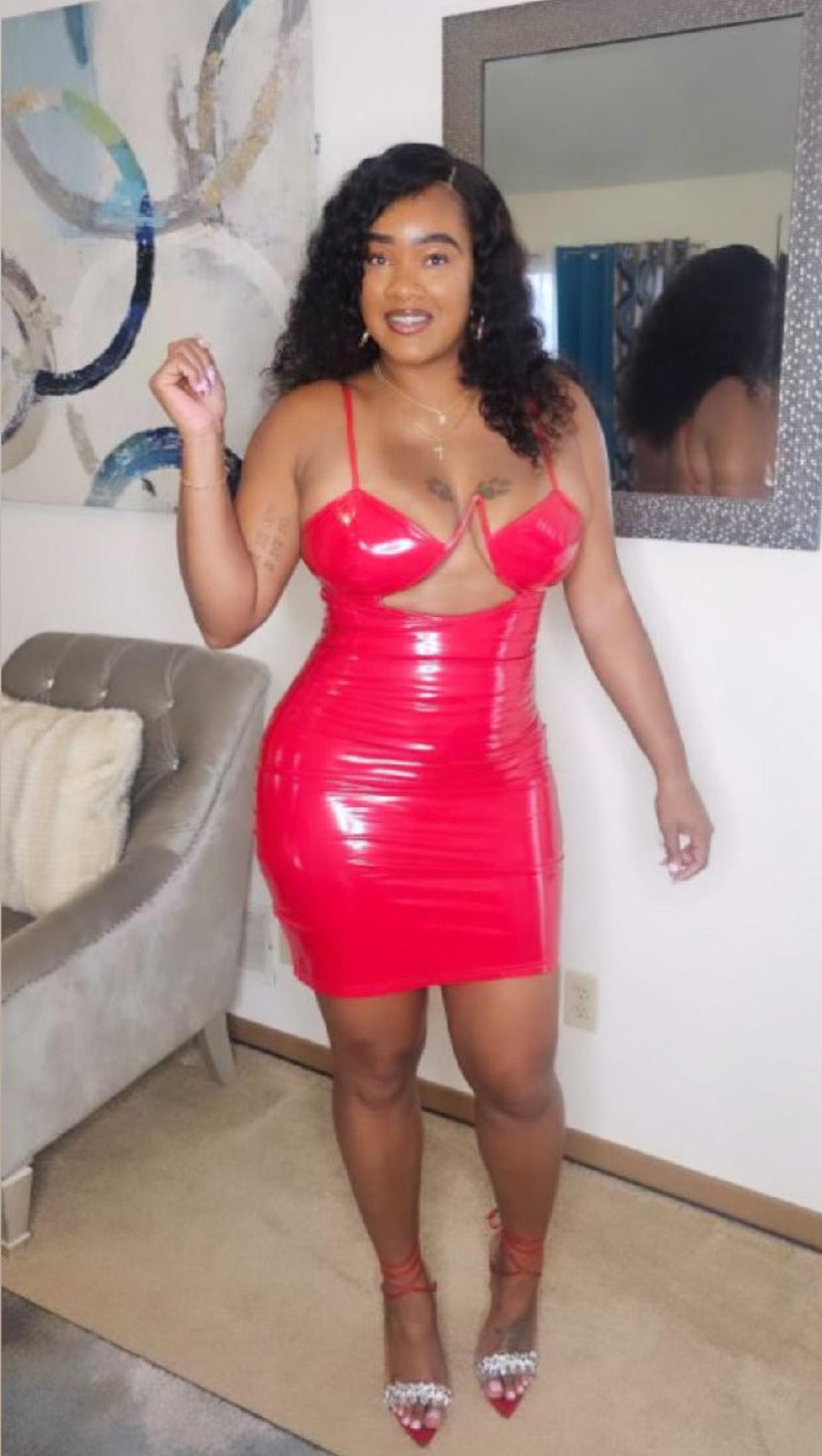 Night Out Vinyl Red Dress