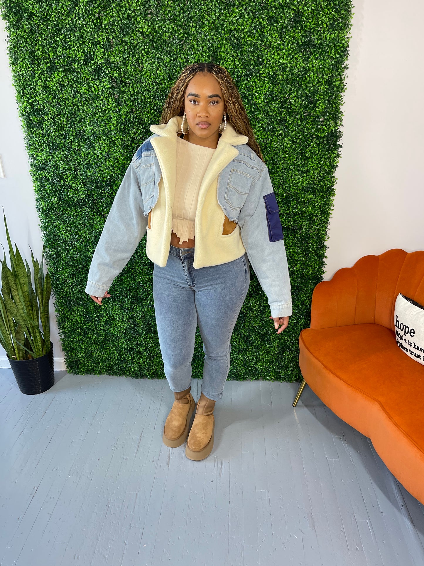 Keep It Cute Denim with Faux Fur Jacket